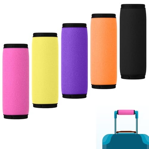 Cosmos 5 Pcs Luggage Handle Wraps Soft Neoprene Grip Handle Cover Detachable Luggage Identifier for Luggage Suitcase Travel Bag Trolley Case Travel Accessories (5-Color (Anti-Slip)) - Image 1