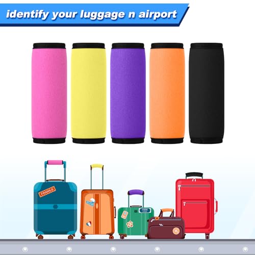 Cosmos 5 Pcs Luggage Handle Wraps Soft Neoprene Grip Handle Cover Detachable Luggage Identifier for Luggage Suitcase Travel Bag Trolley Case Travel Accessories (5-Color (Anti-Slip)) - Image 5