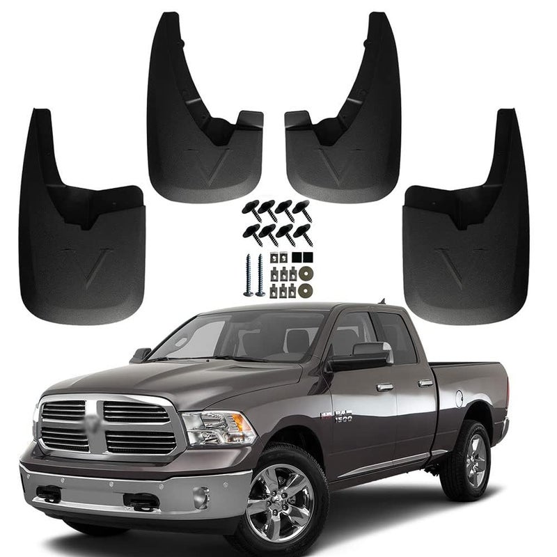 RMOURTEKK Mud Flaps Compatible with Dodge Ram 20092018 1500 2500 3500  20192024 Ram 1500 Classic Without OEM Fender Flares Custom Front and Rear Mud Guard Set4pcsSet
