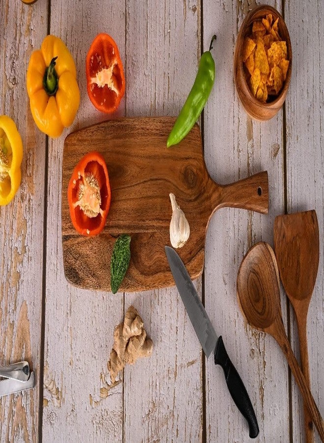 WEBHUSHI Acacia Wood Cutting Board - Wooden Kitchen Chopping Boards for Vegetables, Fruits, Meat, Cheese, Bread & Wooden Serving Platter 17 By 7 Inches - Image 2