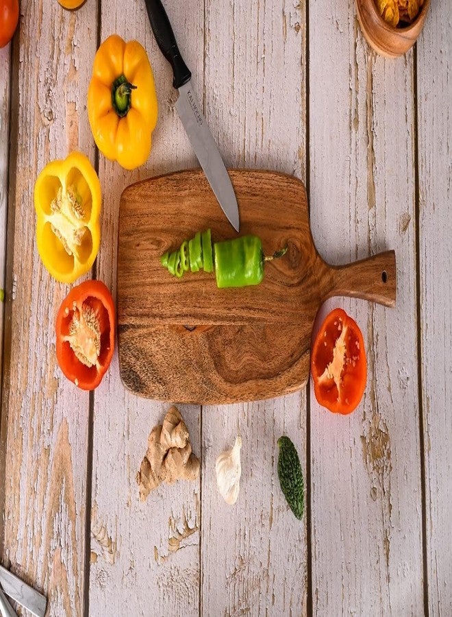 WEBHUSHI Acacia Wood Cutting Board - Wooden Kitchen Chopping Boards for Vegetables, Fruits, Meat, Cheese, Bread & Wooden Serving Platter 17 By 7 Inches - Image 4