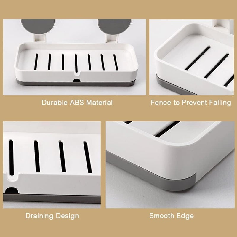 STARFLYER Non-Drill Magic Sticker Self Adhesive Soap Holder for Bathroom/Soap Case/Soap Dish/Soap Box/Soap Stand for Sink for Travel Camping with Removable Drain Tray. (Double Soap Dish) - Image 3