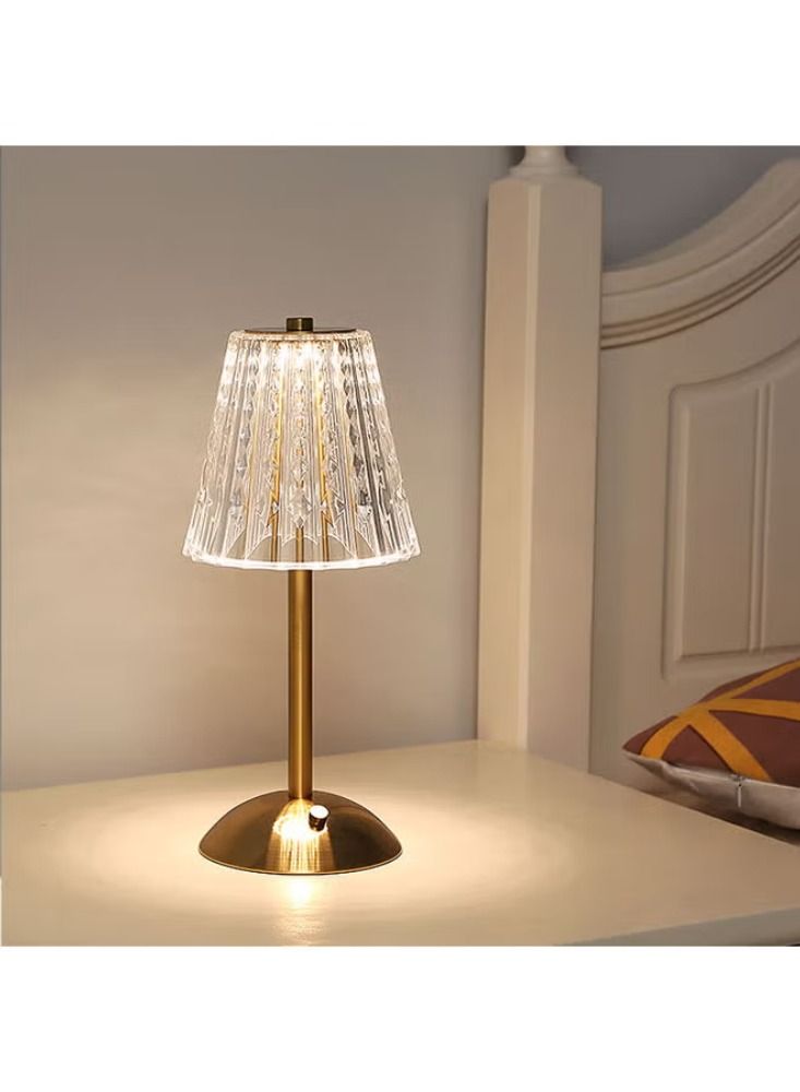 Dream Zone Crystal Diamond Metal Table Lamp Gold 26X12X12cm - Image 3