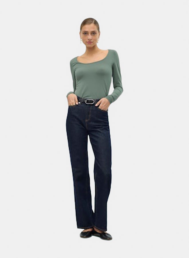 VERO MODA VERO MODA Womens Lulu Longsleeve U-Neck Top Juniors  - Image 2