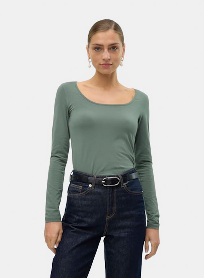 VERO MODA VERO MODA Womens Lulu Longsleeve U-Neck Top Juniors  - Image 1