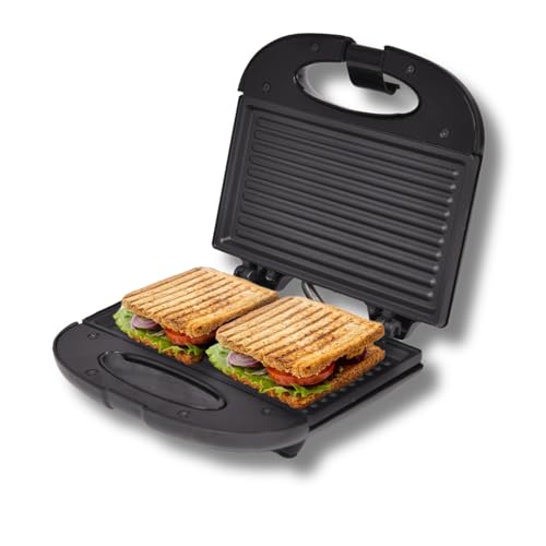 Aulten 750 Watt Grill Sandwich Maker | Non Stick Coated Grill Plates | Power Indicators | 1 Year Warranty | Black - Image 1