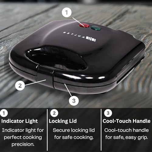 Aulten 750 Watt Grill Sandwich Maker | Non Stick Coated Grill Plates | Power Indicators | 1 Year Warranty | Black - Image 3