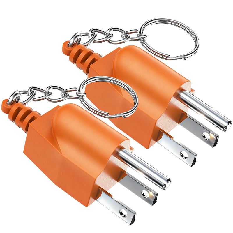 Uogw Generator Grounding Plug with Keychain - Portable Neutral Ground Bonding Adapter (NEMA 5-15P to 5-15R/TT-30R) for Inverter Generators, RV, Trailer, Camping - Easy Storage & Anti-Loss (2Pack ,Orange) - Image 1