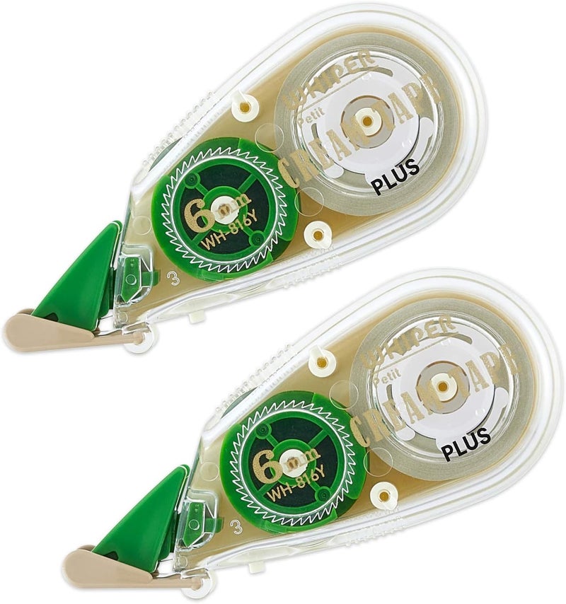PLUS(ãƒ—ãƒ©ã‚¹) WH-816Y 51-644 Correction Tape, White Petite, Cream Tape, 0.2 inches (6 mm) x 2 - Image 1
