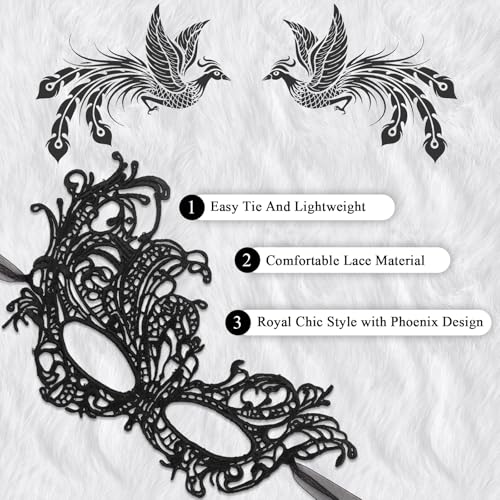 Exlinonline Black Masquerade Mask For Women Couples, Fit For Adult, Soft Gentle Material, Specially For Costume, Thememed Party - Image 3