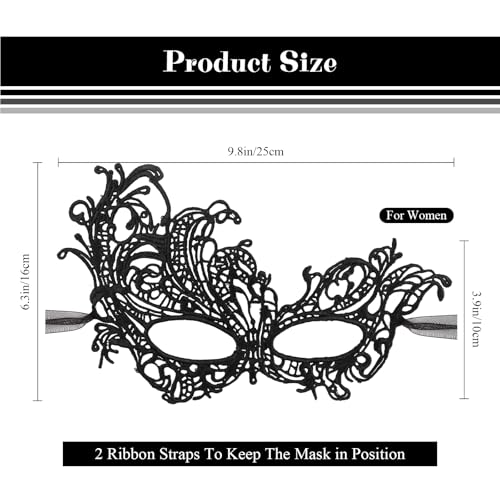 Exlinonline Black Masquerade Mask For Women Couples, Fit For Adult, Soft Gentle Material, Specially For Costume, Thememed Party - Image 2