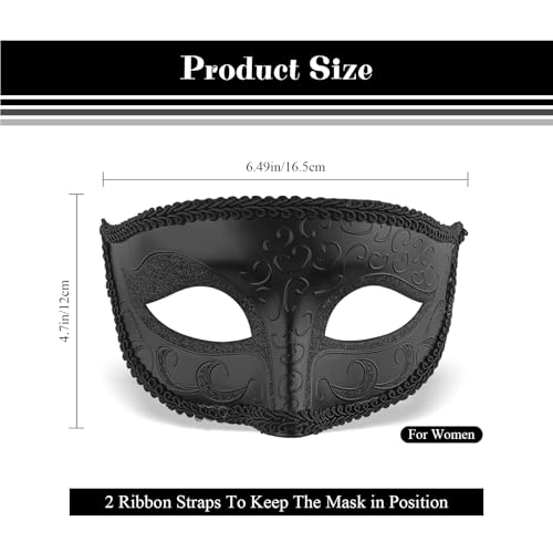 Exlinonline Black Masquerade Mask For Women Couples, Fit For Adult, Soft Gentle Material, Specially For Costume, Thememed Party - Image 4
