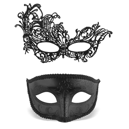 Exlinonline Black Masquerade Mask For Women Couples, Fit For Adult, Soft Gentle Material, Specially For Costume, Thememed Party - Image 1