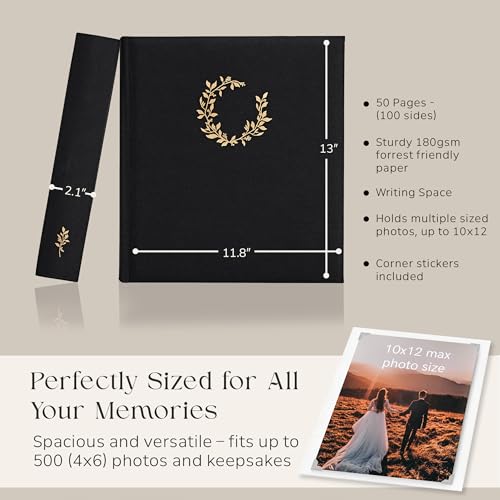 La Lente Premium Scrapbook Album – Photo Album with Writing Space – 100 Pages for Multiple Sizes 4x6, 5x7, 6x8, 8x10 – Holds 500 Photos – Wedding, Baby, Travel & Family Memories - Image 4