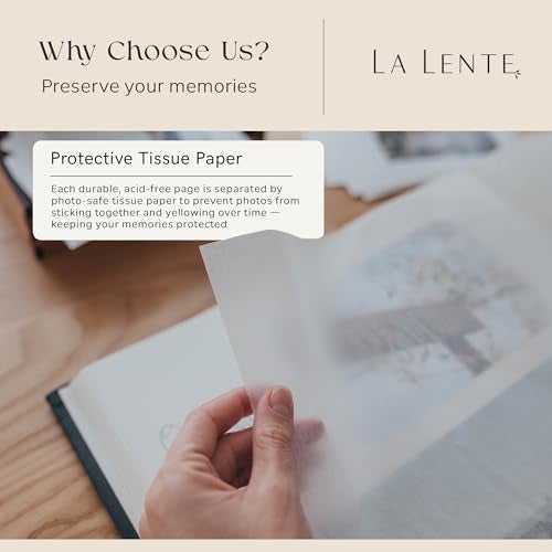 La Lente Premium Scrapbook Album – Photo Album with Writing Space – 100 Pages for Multiple Sizes 4x6, 5x7, 6x8, 8x10 – Holds 500 Photos – Wedding, Baby, Travel & Family Memories - Image 5
