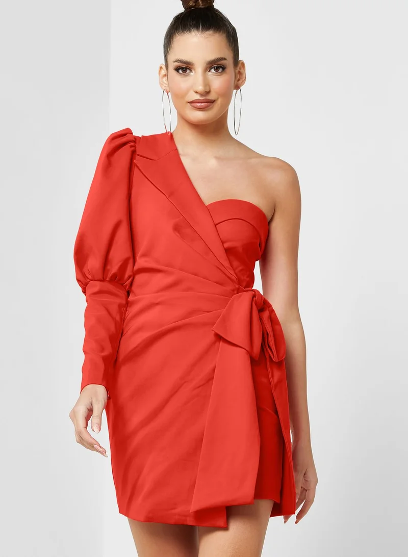 lavish alice One Shoulder Tie Detail Dress