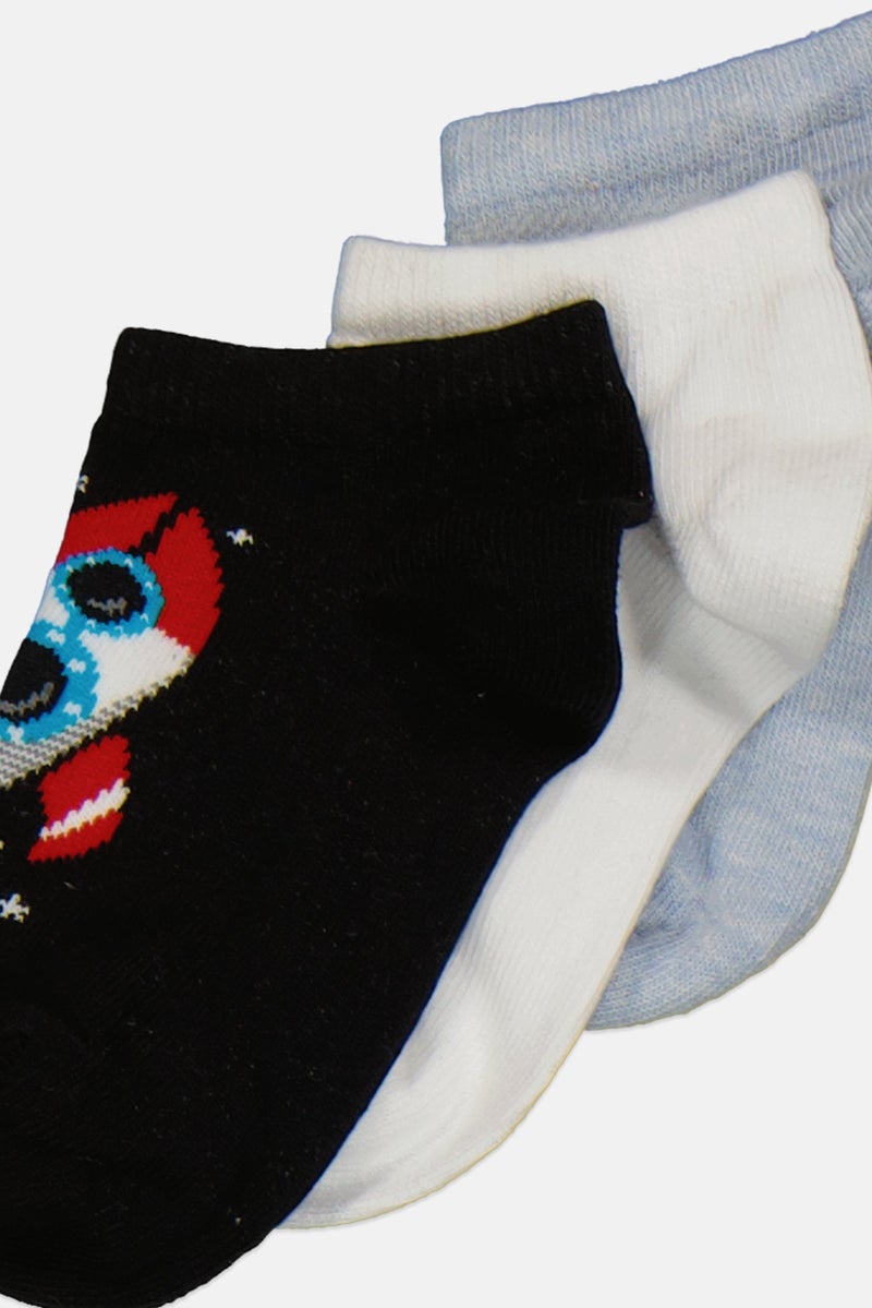 RBX Kids Boy 3 Pieces Graphic Ankle Socks, Black  - Image 2