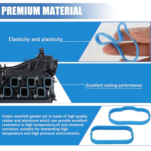 Sorello Engine Intake Manifold Gaskets Lower & Upper Gasket Plenum Set Compatible with Chrysler for Dodge for Jeep for Ram 3.6L 2011-2019 - Replace MS97204 MS97205 - Image 5