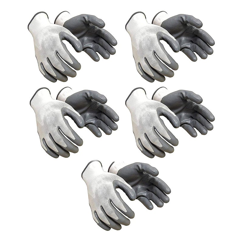 Moxtiza Nylon Safety Hand Gloves Anti Cut Cut Resistant Industrial Domestic Hand Gloves White Grey Pair of 5
