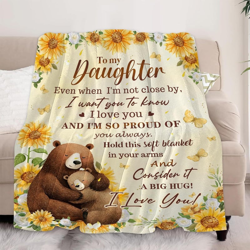 BUUGVIIL Daughter Gifts from Mom Dad, to My Daughter Blanket from Parents, Christmas Birthday Graduation Gifts for Daughters Sunflower Bear Soft Flannel Throw Blanket 50"x60" - Image 5