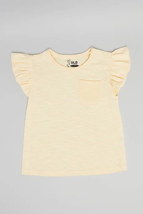 أر أند بي 2 Pack Textured Tops with Crew Neck and Flutter Sleeves
