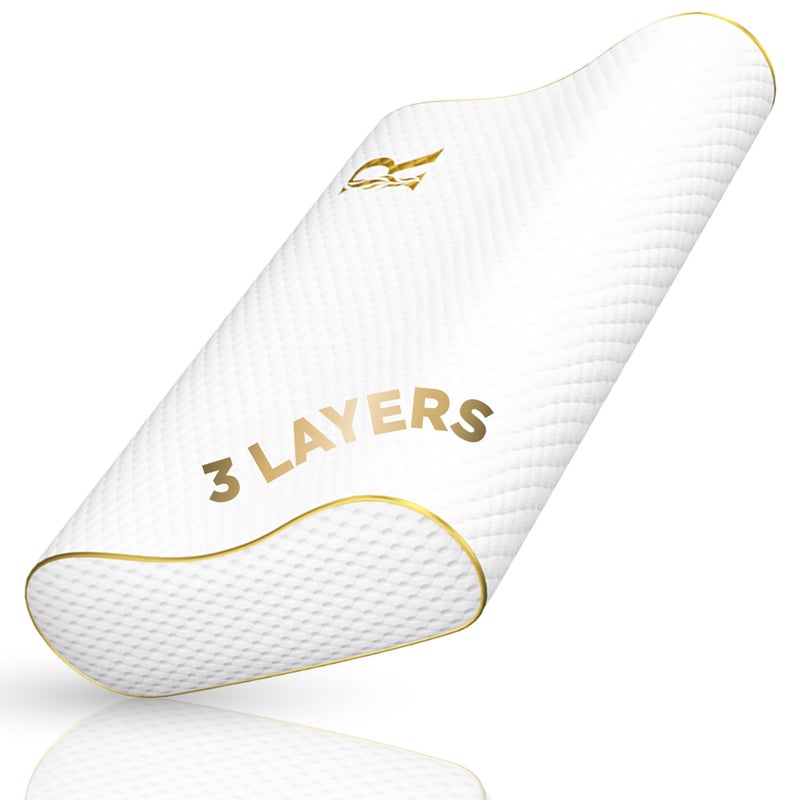 Royal Therapy Royal Therapy King Memory Foam Pillow  Ergonomic Cervical Pillow for Neck and Shoulder Pain  Medium Firm Contour Pillow for Side Back and Stomach Sleepers  CertiPURUS Certified 