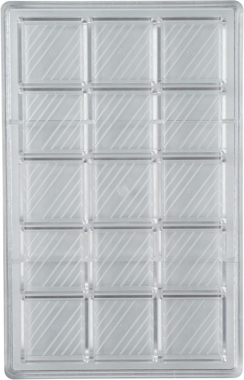 Restaurantware Pastry Tek 10.8 x 6.9 Inch Chocolate Shaping Mold, 1 Freezable Candy Mold - 15 Cavities, Square-Shaped, Clear Polycarbonate Chocolate Mold, Dishwashable, Easy To Release - - Image 2