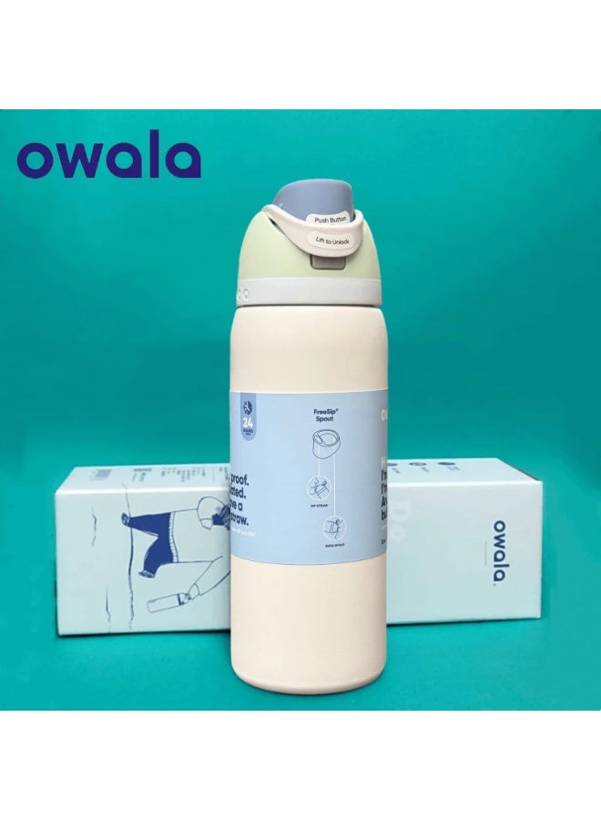 Owala Owala FreeSip Insulated Stainless Steel Water Bottle with Straw, BPA-Free Sports Water Bottle, Great for Travel, 32 Oz,Ice Wind  - Image 1