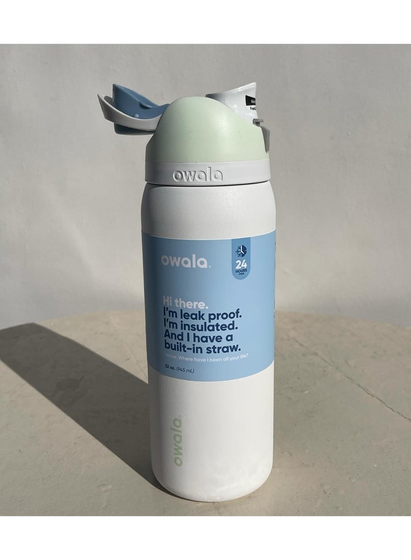 Owala Owala FreeSip Insulated Stainless Steel Water Bottle with Straw, BPA-Free Sports Water Bottle, Great for Travel, 32 Oz,Ice Wind  - Image 2
