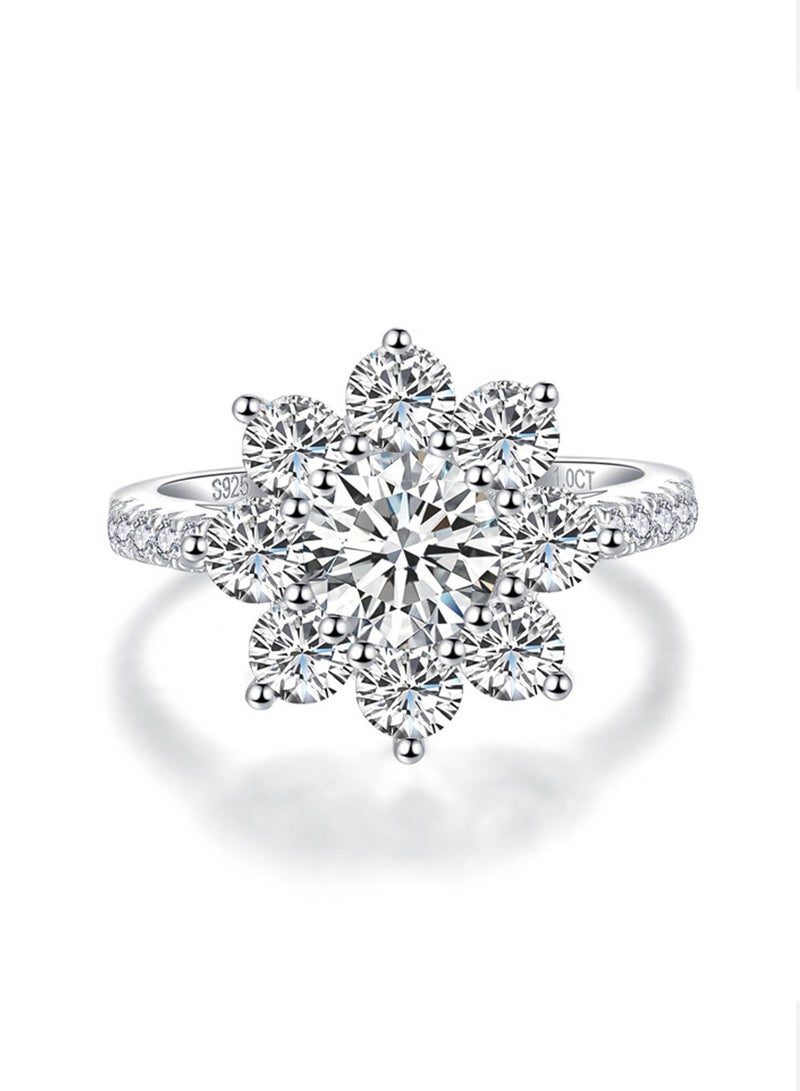 غَيْرُ مَألُوف خاتم مويسانتي 1 قيراط – تصميم زهرة الشمس - Image 2