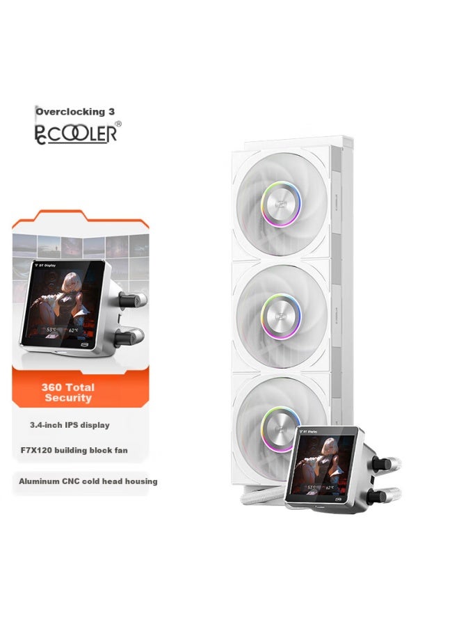 Pccooler Silver Wing Dt360 Argb Display Wh All-in-one Cpu Liquid Cooler / 3.4-inch Ips Display / 8-year Warranty / Supports 1851 - Image 1
