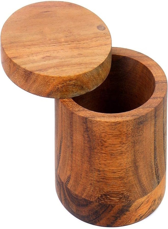Kimona Spice Cellars Acacia Wood Salt & Spice Box with Swivel Cover, Secure Durable Storage & Organization for Seasonings, Herbs (8.89 cm x 8.89 cm x 6.35 cm) - Image 2