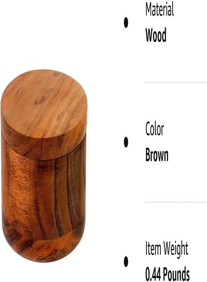 Kimona Spice Cellars Acacia Wood Salt & Spice Box with Swivel Cover, Secure Durable Storage & Organization for Seasonings, Herbs (8.89 cm x 8.89 cm x 6.35 cm) - Image 3