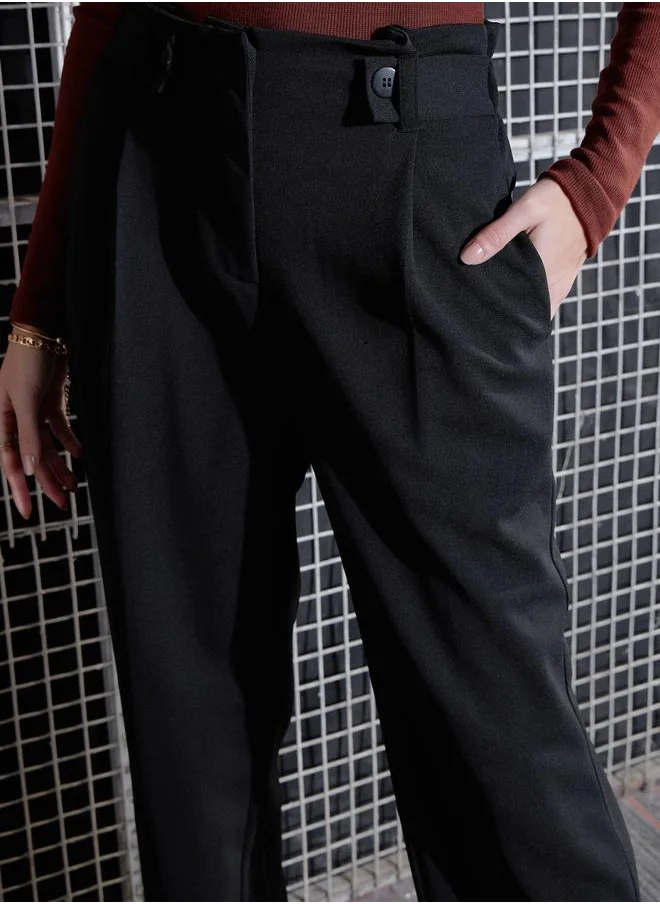 ساسافراس Front Button Paperbag Waist Pants by Styli