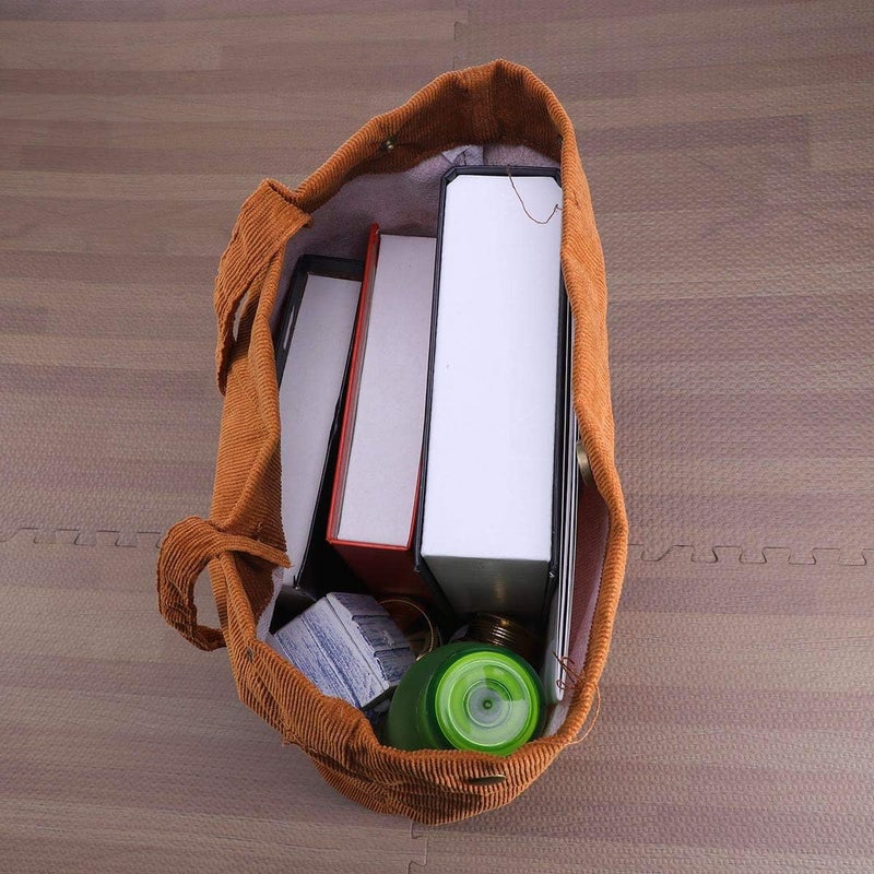Kawn ® Women Corduroy Tote Bag Canvas Shoulder Purse Reusable Shopping Bag Grocery Bag Large Capacity Washable Handbag Girls Shoulder Bag with Inner Pocket For Daily Use Work Travel - Image 2