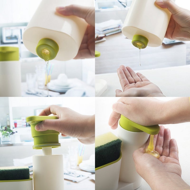 ONTRIP ONTRIP Sink Aid Self Draining Sink Tidy, 3 in 1 Kitchen Sink Organizer | for Dishwasher Liquid, Brush, Soap, Cloth, Sponge (Plastic, White/Green) - Image 4