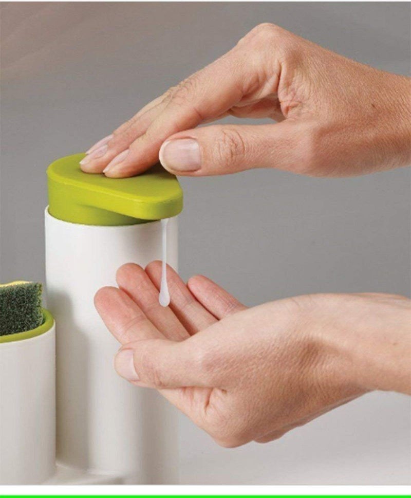 ONTRIP ONTRIP Sink Aid Self Draining Sink Tidy, 3 in 1 Kitchen Sink Organizer | for Dishwasher Liquid, Brush, Soap, Cloth, Sponge (Plastic, White/Green) - Image 5