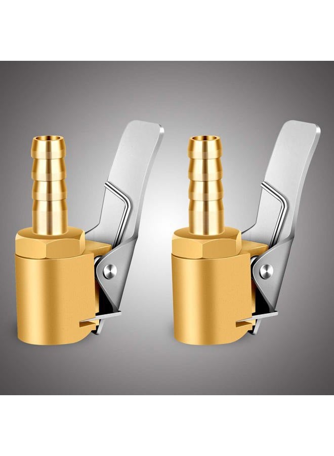 LUMITECO 1/4" Brass tire inflator Lock on air Chuck,Mini air Compressor Portable tire inflator tire Chuck Hose end with Barb Connector for Hose repair-2Pack - Image 2