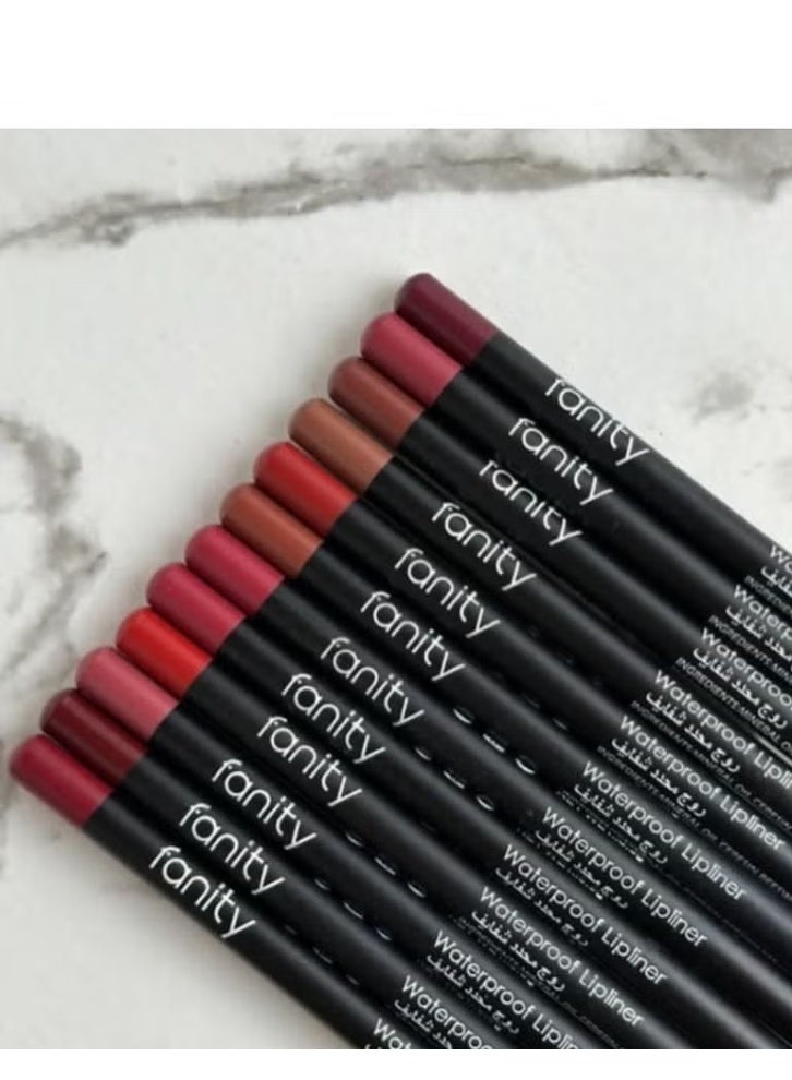 فانيتي مجموعة أقلام تحديد الشفاه مضادة للماء مكونة 12 قطعة متعدد الألوان - Image 5
