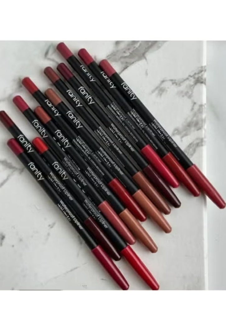فانيتي مجموعة أقلام تحديد الشفاه مضادة للماء مكونة 12 قطعة متعدد الألوان - Image 2