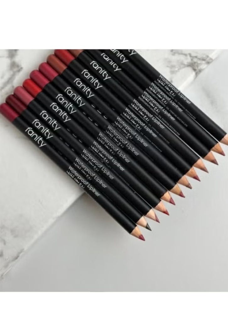 فانيتي مجموعة أقلام تحديد الشفاه مضادة للماء مكونة 12 قطعة متعدد الألوان - Image 4