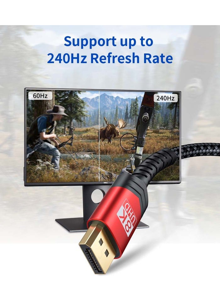 JSAUX 8k UHD Displayport Gaming Cable DP Cable 8K@60Hz 2K@240Hz 4K@144Hz 32.4gbps Display Connection Cable 1.4 DP - DP Cable Compatible for Gaming Laptop TV PC Computer Monitor Compatible CV0001  - Image 4