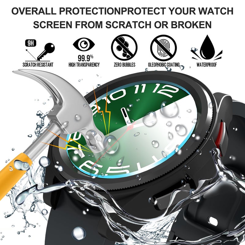 Suoman 4+4 Pack for Samsung Galaxy Watch 6 Classic 47mm Case,Privacy and HD Screen Protector Combination,All-Round PC Matte Protective Cover Bumper -Black - Image 4