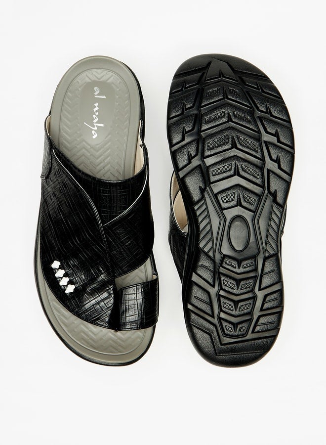 Al Waha Men Textured Slip-On Arabic Sandals with Toe Loop - Image 5