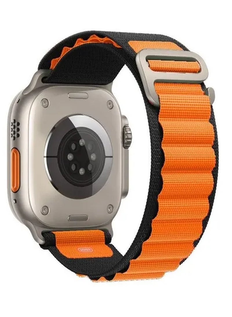 Rabos - Apple Watch Alpine Loop Band 49mm/45mm/44mm Nylon Woven Sport Strap Compatible with iWatch Series 8/Ultra/7/SE/6/5/4/3/2/1 Orange/Black - Image 1
