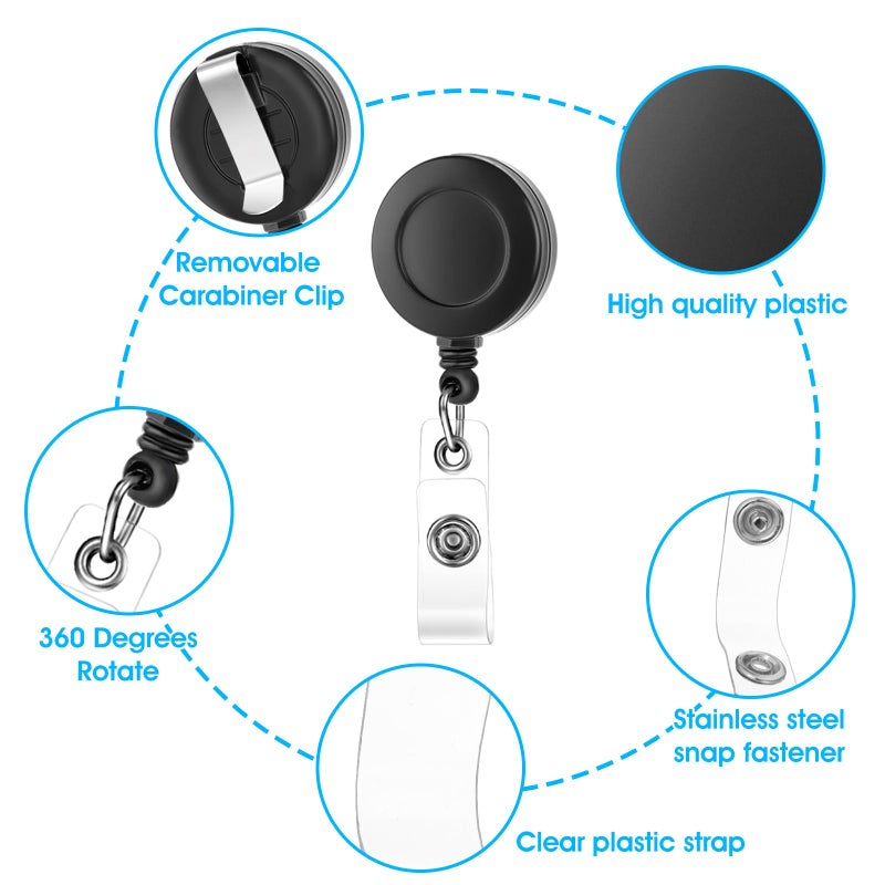 Trinkrittey 2 Pack Clear Plastic Horizontal Name Tag Badge ID Card Holders Clear ID Card Holders Soft Plastic Badge Holders Retractable Badge Holders with Heavy Duty Badge Reels for Nurse Doctor Teacher Office - Image 3