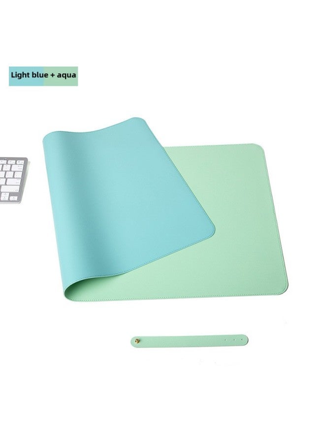 Extra Large Computer Desk Mat Waterproof Leather Mouse Pad Logo Customizable Dining Table Placemat Digital Pattern-Color:80*40cm-Pattern:Double-sided = Light Blue + Water Green  - Image 1