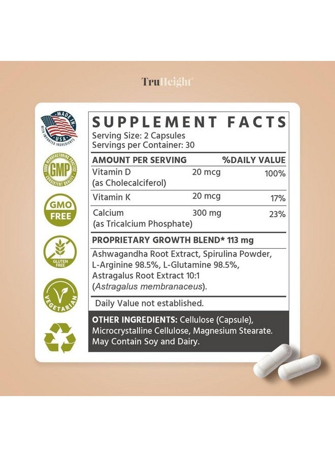 TruHeight Growth Capsules - Natural Growth & Development Supplement for Kids & Teens - Endorsed by Pediatricians - Vitamin D, K, Calcium & Ashwaganda - Bone Strength Capsules - Kids Vitamins - Ages 5+ - Image 5