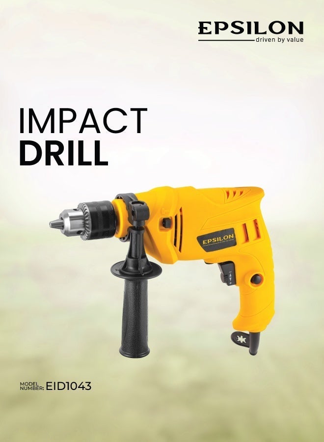 إبسلون مثقاب مطرقي 600 واط، مقبض مريح، سرعة متغيرة 0–2800 دورة في الدقيقة، ظرف 13 مم، مثقاب كهربائي قوي للخشب والمعدن والخرسانة للاستخدام المنزلي والمهني - Image 1