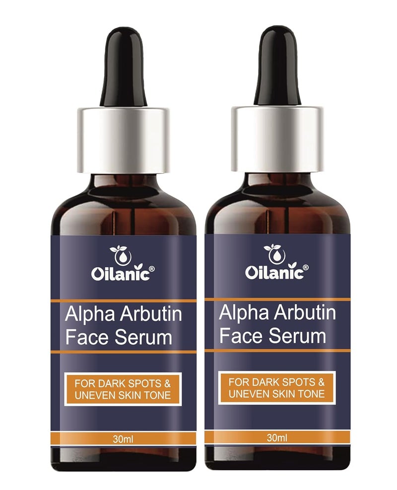 Oilanic Oilanic Alpha Arbutin Face Serum for Glowing Skin Pack of 2 Each 30 mlHelps Reduce Dark Spots Gentle Daily Care for Brighter Looking Skin Suitable for All Skin Types Ideal for Men and Women  - Image 1